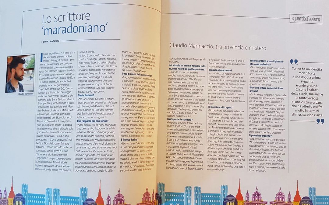 Claudio Marinaccio: l’intervista di Guido Barosio su Torino Magazine