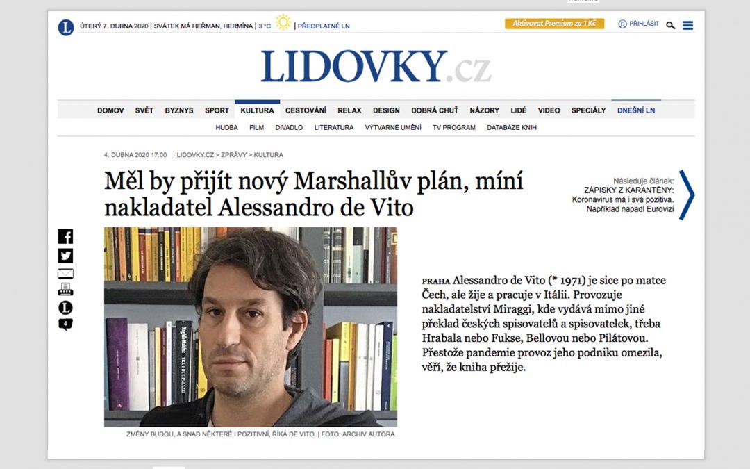 Intervista a Alessandro De Vito su «Lidové Noviny», giovedì 2 aprile 2020
